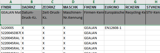 Zeile löschen
