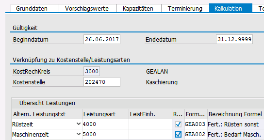 Kalkulation Kaschierung