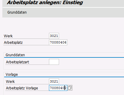 Neuanlage Vorlage